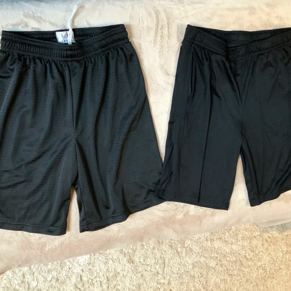 Badger Black Gym Shorts, Boys XL 18-20 & Sz S Men’s Active Sport Gym Workout